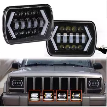 55 Вт 7x6 5X7 светодиодный проектор фар Hi-Lo Beam Halo DRL для Jeep Cherokee XJ 1 piece
