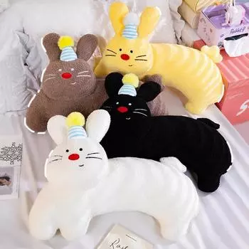 55 см плюшевая подушка в виде кролика, милая игрушка, пушистые мультяшные животные, плюшевая подушка, рождественский подарок для детей на день рождения девочки 55cm x 32cm белый