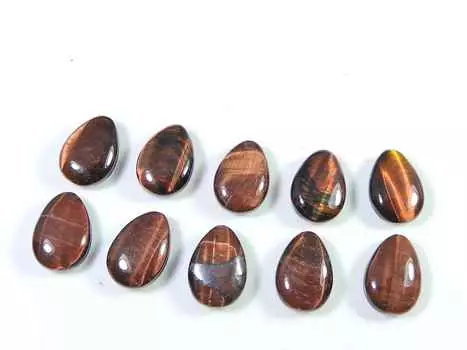55Cts. Red Tiger Eye Pear Healing Cabochon Loose Gemstone 10Pcs Lot 10X14 MM RQ-2023