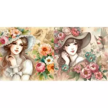 - 55D DIY Полный Круглый Дрель Алмазная Картина Дама Набор Домашний Декор Искусство Ремесло 40x40c