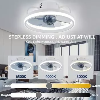 55W Smart Ceiling Fan Fans With Lights Remote Control Bedroom Decor Ventilator Lamp 33cm Air Invisible Blades Silent чёрный