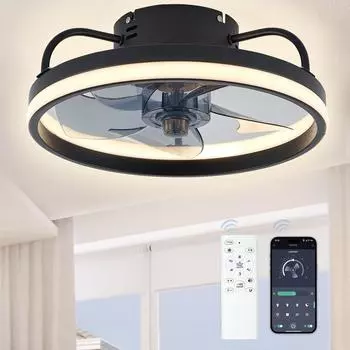 55W Smart Ceiling Fan With LED Lights With Remote Control 33cm Large Fan Ventilator Lamp Invisible Blades Silent Living Room