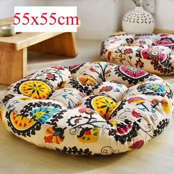 55x55 см этнический стиль утолщенная круглая подушка диванные подушки мягкие удобные подушки для сиденья подушки для стульев украшение балкона 55x55x10cm
