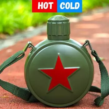 560/800 мл походная военная фляжка из нержавеющей стали с пятиконечной звездой походный чайник фляжка для воды и вина с ремешком 560ml армия зеленый