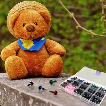 560 шт DIY плюшевая кукла безопасные глаза комплект для носа 15 отделений в штучной упаковке черные глаза с резьбой красочный нос для плюшевых мишек чучела животных 6-14 мм размеры стили