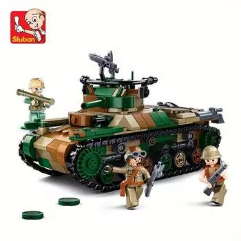 563 шт. Sluban 1107, средняя военная модель танка, строительные блоки, игрушки 97, средняя колесница, детские игрушки «сделай сам», кирпичи M38-B1107
