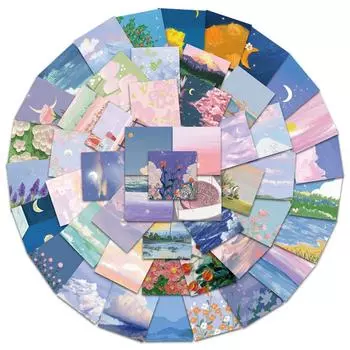 56 дюймов ретро ностальгический пейзаж масляная живопись ПВХ водонепроницаемые наклейки для багажа DIY скрапбукинг канцелярские наклейки 56Pcs