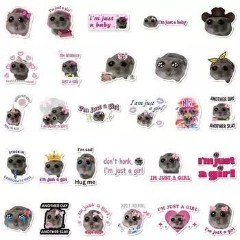 56 шт. грустный хомяк мем Декор комнаты настенные художественные наклейки Papel Tapiz Pared Adhesivo Pegatinas De Pared непроницаемая закладка Cozinha 56PCS