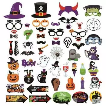 56 шт. Хэллоуин фотобудка реквизит день рождения фестиваль селфи усы события праздничные атрибуты 56 Pcs