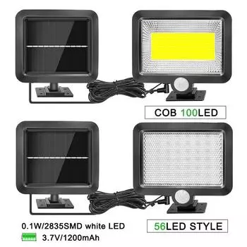 56 светодиодных солнечных ламп для наружного внутреннего садового освещения, водонепроницаемый PIR-датчик движения, настенный светильник, разделяемый солнечный светильник с линией