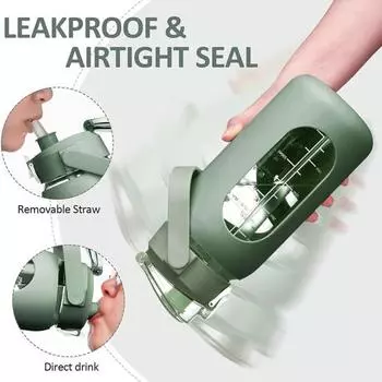 56 унций стеклянная бутылка для воды с соломинкой маркер времени без BPA мотивирующий кувшин для воды на полгаллона для тренировок в спортзале силиконовый чехол герметичная крышка горячий темно-синий