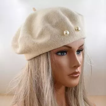 56cm Painter Cap Lightweight Pearl Beret Retro Newsboy Cap Vintage Thin Vintage Wool French Women s Autumn 56cm