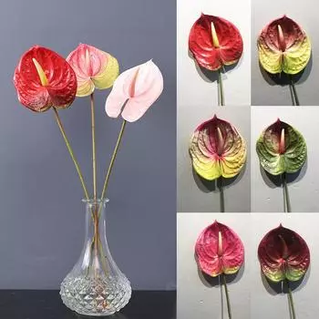 57 см пластиковые поддельные один стебель антуриум искусственные цветы искусственный антуриум