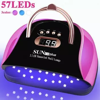 57 светодиодов УФ-светодиодная лампа для ногтей, акриловая гель-сушилка, лампа с умным датчиком, режим низкой температуры, фиолетовая машина для маникюра и салона дизайна ногтей
