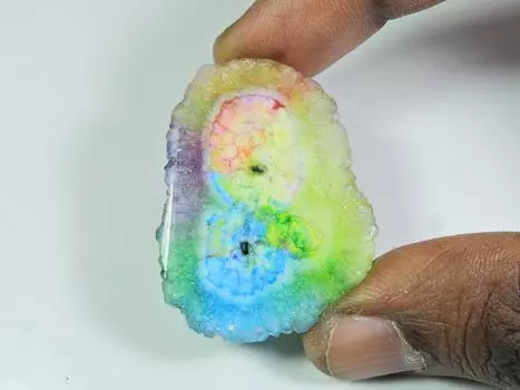 57Cts. Окрашенный солнечный друзовый агат многоцветный фантазийный кабошон россыпью драгоценный камень ET-28