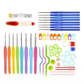 57PCS Crochet Hooks Set Knit 2.5-6.5mm Smooth Knitting