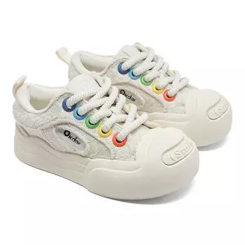 58093 Белый олень улыбается открытой улыбкой холщовые туфли с внутренней высотой, толстой подошвой, круглым носком, черно-белые туфли с большой головой 36 [female code]