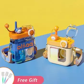 580/800 мл креативный стакан с трубочкой летний портативный детский кавайный стакан спортивный напиток BPA бесплатный пластиковый чайник милая бутылка для воды для девочек without sticker