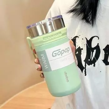 580 мл кофейная чашка-термос из нержавеющей стали с вакуумной изоляцией, бутылка для холодных напитков, дорожные кружки с соломой, автомобильные бутылки с водой 580ml бежевый