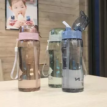 580 мл пластиковая бутылка для воды для питья портативная спортивная чашка для чая кофе кухонные принадлежности детская бутылка для воды для школы прозрачная 580ml зелёный