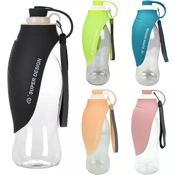 580 мл ПЭТ Бутылка для воды Портативная Мягкий силикон Дизайн листа Уличная миска для собак для щенков и кошек Питьевая Дорожная Диспенсер для воды для питомцев 580ML