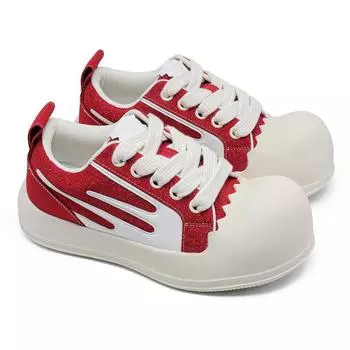 58139 Open smile eggshell shoes niche couple big head shoes thick sole heightening bread shoes men s retro board 36-Female code