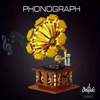 582 шт ретро граммофонные строительные блоки, игрушки-орнаменты, маленькие собранные игрушки из строительных блоков, украшения для вечеринок 00937