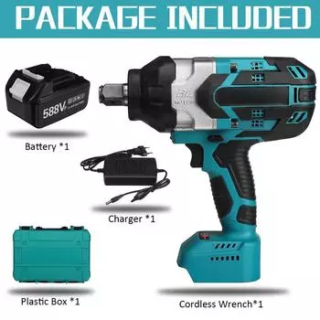 588VF 3/4 дюйма Высокомоментный Бесщеточный Электрический Ударный Гайковерт 2100 Н.м Инструмент Ударный Шуруповерт для Ремонта Легковых и Грузовых Автомобилей для Аккумулятора 18 В 1*Battery
