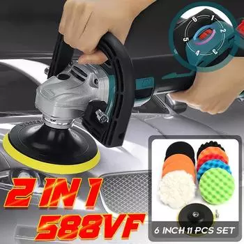 588VF 6 скоростей 2 в 1 Беспроводная угловая шлифовальная машина Полировщик автомобиля Бесщеточная электрическая угловая шлифовальная машина для батареи Makita 18 В Only machine
