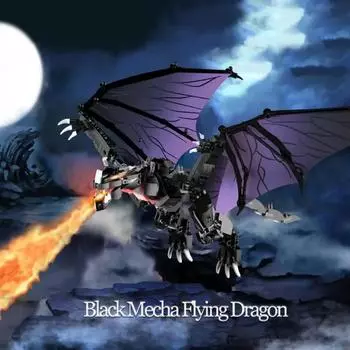 589 шт. Черная тень дракона, строительные блоки, классические наборы моделей птерозавров, сборочные кирпичи, настольный дисплей, праздничные подарки, детские игрушки фиолетовый/чёрный