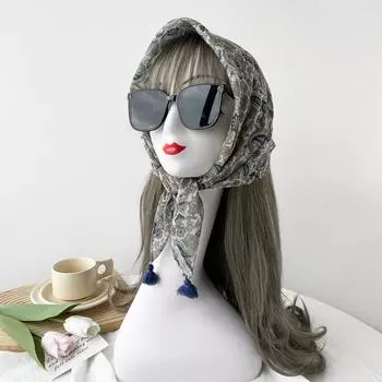 58 * 58 см Four Seasons Available New Fresh Baotou Towel Cashew Ароматный цвет Контрастный дышащий солнцезащитный шелковый шарф Легкий треугольный шарф 58*58cm