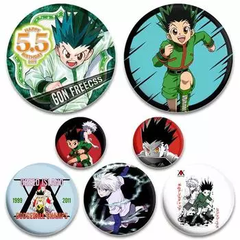 58 мм эмалированная булавка Hunter x Hunter из сплава, круглые булавки для лацканов в стиле аниме, мультяшные броши на рюкзаке, милые значки в виде фигурок манги, аксессуары, подарки