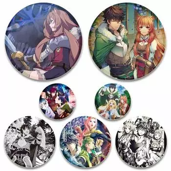 58 мм эмалированные булавки «Восхождение героя щита» в стиле аниме, броши из акриловой смолы, воротник рюкзака, шляпа, значок с героями мультфильмов, ювелирные изделия, подарки для фанатов