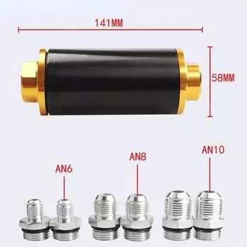 58 мм автомобильный топливный фильтр 100 микрон очищаемый встроенный топливный фильтр крепление универсальный высокопоточный турбо адаптер 6AN 8AN 10AN