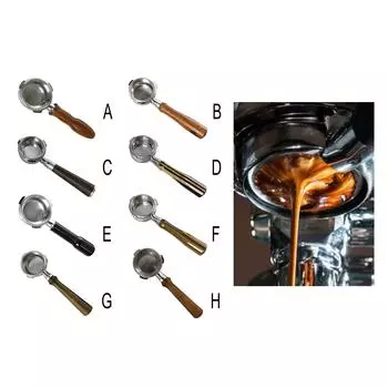 58 мм бездонный кофейный фильтр с деревянной ручкой, аксессуары для кофемашины из нержавеющей стали