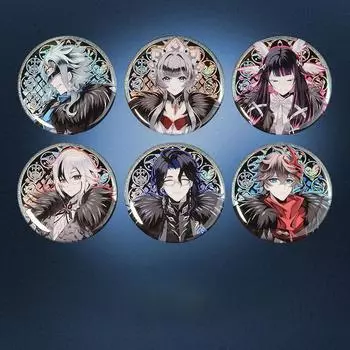 58 мм броши Genshin Impact Fatui, жестяные булавки с изысканным дизайном Arlecchino Childe Dottore, идеально подходят для значков и украшений для косплея Dottore