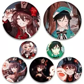 58 мм Genshin Impact, мягкая кнопка на лацкане, креативный забавный значок на воротнике, мультяшная фигурка, броши, одежда, ювелирные аксессуары, милые подарки