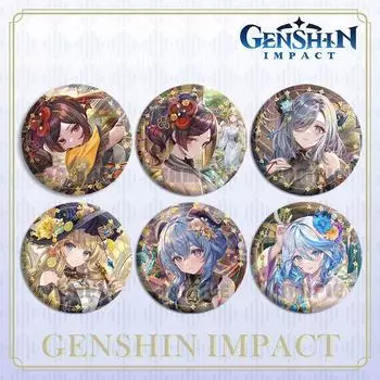 58 мм Genshin Impact персонаж броши оловянные значки с изысканным дизайном Furina Navia Chiori Ganyu и так далее идеальные значки и ювелирные изделия Chiori_A