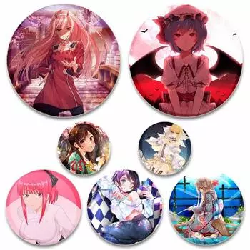 58 мм милая брошь для девочек в стиле аниме 58 мм круглая булавка косплей мультяшные значки для одежды украшение на рюкзак модные ювелирные аксессуары подарки