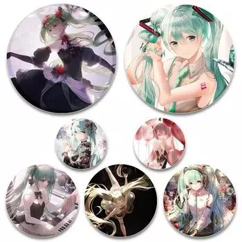 58 мм милые аниме фигурки броши мультфильм значок для косплея музыкальная певица нагрудная булавка дисплей рюкзак ювелирные аксессуары декор одежды