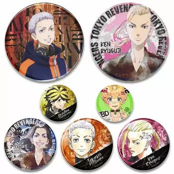 58 мм Токио Мстители косплей аниме значки 58 мм круглые броши эмалированные булавки мультфильм брошь на лацкан Майки Дракен брошь для рюкзака подарки