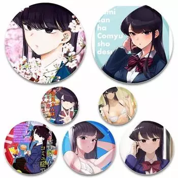 58 мм значок «Коми может T общаться», значок на лацкане, креативные подарки, одноклассники Gujian, броши в стиле аниме, милые булавки для рюкзаков