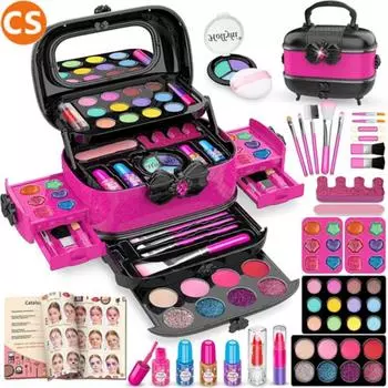58 предметов Rose Hollyhi Детский набор косметики для девочек Косметический оттенок Блеск для губ и т. д.. Подарок племяннику на день рождения, Рождество, 1 шт.