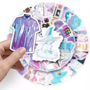 58 шт., наклейки с мультяшным узором Vaporwave, Vtuber, наклейки для багажа, наклейки на кружку, украшения для ноутбука, наклейки