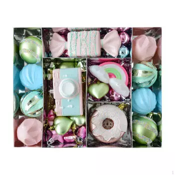58 шт. Рождественские подвески, рождественские шары, камеры, конфеты, небьющиеся декоративные безделушки для