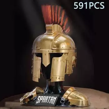 591 шт. спартанский шлем строительные блоки древнегреческий тяжелый пехотный декоративный шлем кирпичи настольный дисплей детские игрушки подарки