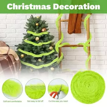 59 дюймов Рождественская искусственная лента, искусственная ткань, мягкий венок, мягкие полоски, рождественский венок, бигуди для обертывания, украшения One Size зелёный