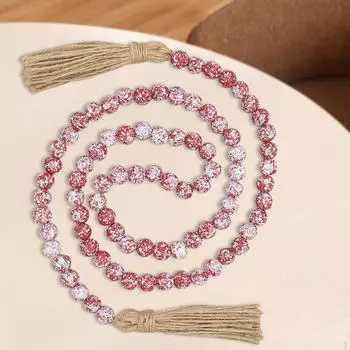 59-дюймовая рождественская деревянная гирлянда из бисера, настенное украшение, аксессуар красный