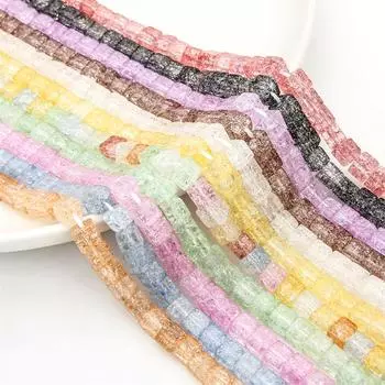 59 шт. 6 мм квадратные бусины с треском стеклянные кубические бусины для изготовления ювелирных изделий DIY браслет фурнитура для ожерелья аксессуары