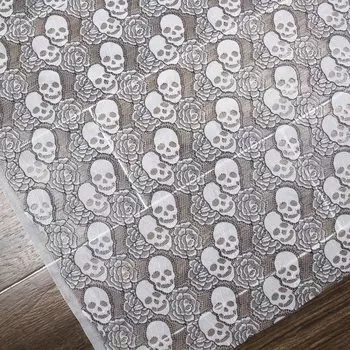 59 x 72 дюйма Кружевная ткань с черепом Милый узор черепа и розы Сделай сам Кружевная ткань для штор Швейная ткань для поделок и домашнего декора -